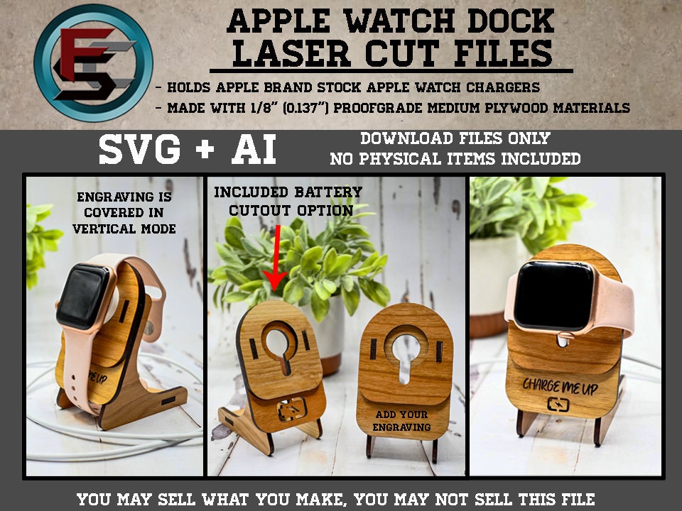 INSTANT DOWNLOAD iPhoneWatch Stand Combo SVG Ai Laser Cut Files