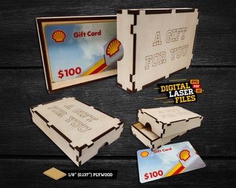 Caja de tarjeta de regalo SVG + Ai Laser Cut Files - DESCARGA INSTANTE