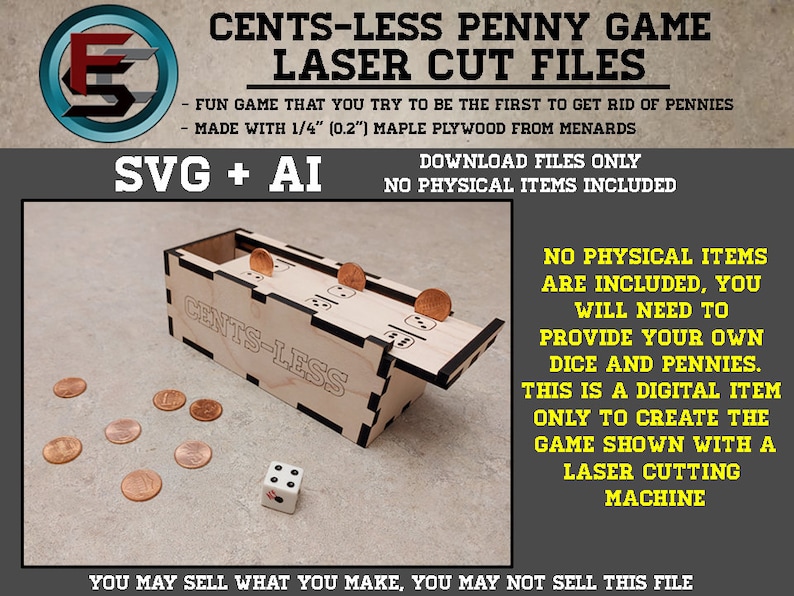 Cents-less the Game SVG Ai Laser Cut Files INSTANT DOWNLOAD image 6