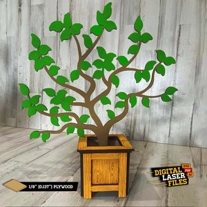 Mini Baum und Pflanzer Box SVG + Ai Laser Cut Dateien -- INSTANT DOWNLOAD