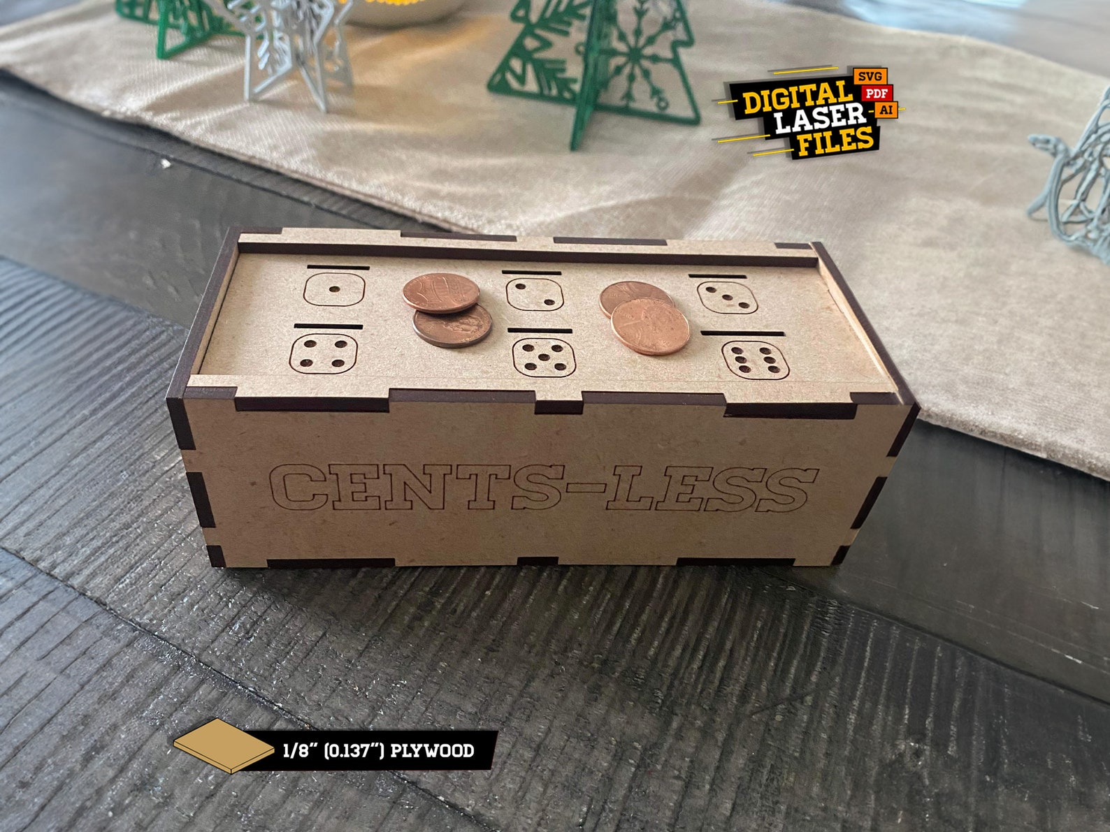 Cents-less the Game (version 2 - Thinner Wood Model) SVG + Ai Laser Cut ...