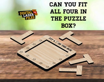Cuatro T Challenge Puzzle SVG + Ai Archivos cortados con láser -- DESCARGA INSTANTE