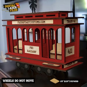 Trolley - Tram Car SVG + Ai Laser Cut Files -- INSTANT DOWNLOAD