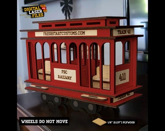 Trolley - Tram Auto SVG + Ai Laser Cut Dateien -- INSTANT DOWNLOAD