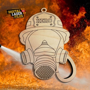 Adorno de casco de bombero SVG + Ai Archivos cortados con láser -- DESCARGA INSTANTÁNEA