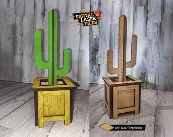 Mini Cactus Planter SVG + Ai Laser Cut Files -- INSTANT DOWNLOAD