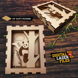 Pliki do cięcia laserowego Layered Panda Box SVG + Ai — NATYCHMIASTOWE POBIERANIE