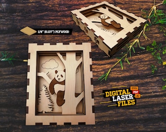 Layered Panda Box SVG + Ai Laser Cut Files -- INSTANT DOWNLOAD