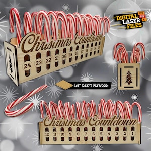 Candy Cane Weihnachten Countdown SVG + Ai Laser Cut Dateien -- INSTANT DOWNLOAD