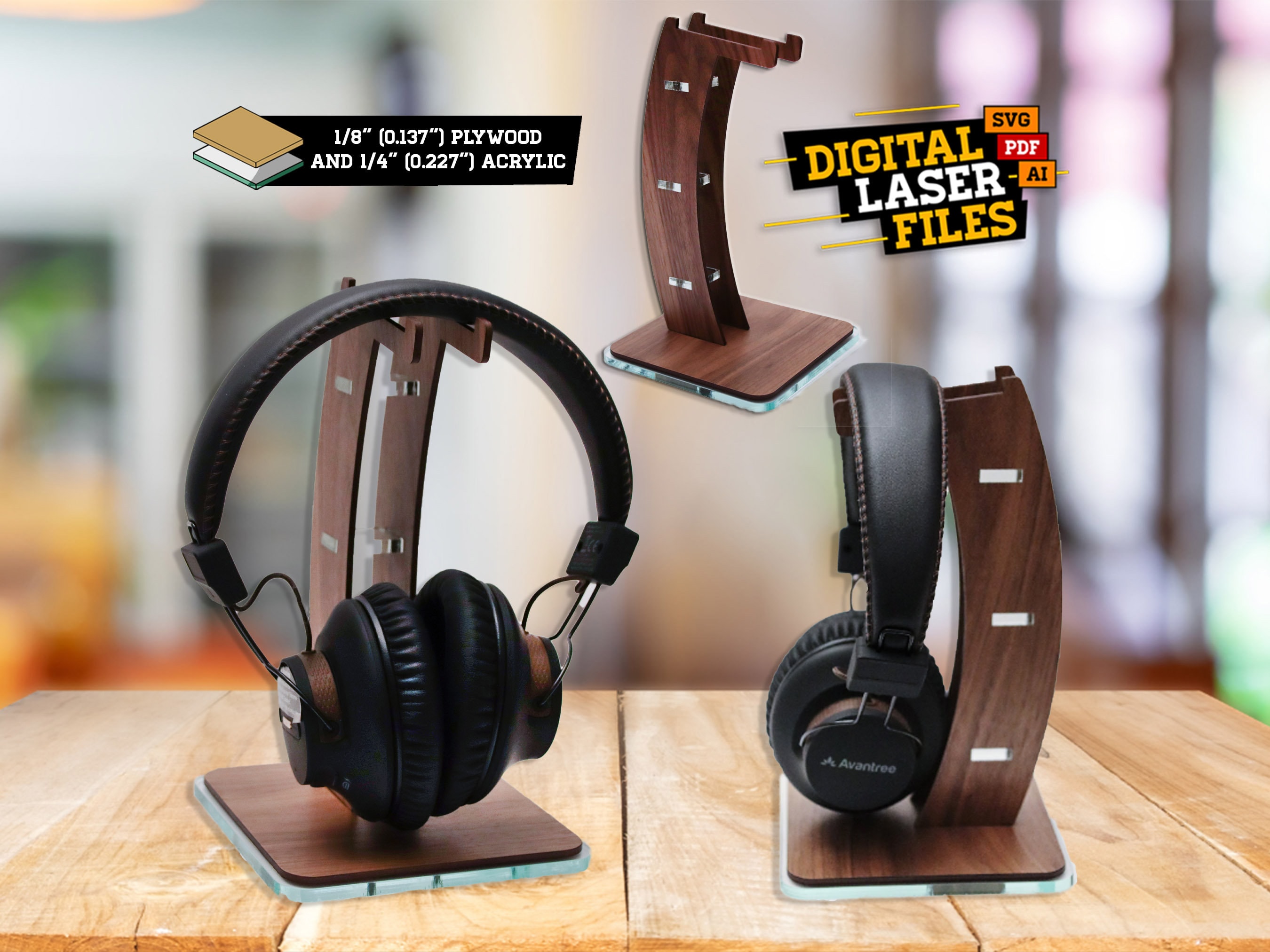 DIY Desk Sound Station Laser Cut Headphone Stand Wooden Headset Hanger  Nerdy Desk Decor Tower Puzzle Model freeshipping - Woody Signs Co. -  Handmade Crafted Unique Wooden Creative