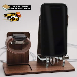 iPhone/Watch Stand Combo SVG + Ai Laser Cut Files -- INSTANT DOWNLOAD