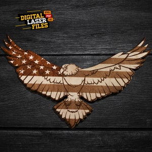 Faded Eagle SVG + Ai Laser Cut Files -- INSTANT DOWNLOAD