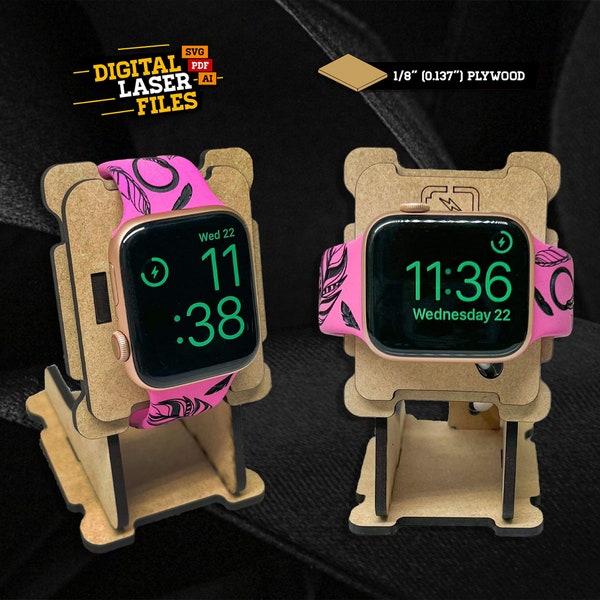 Timekeepers Brother Apple Watch Dock SVG + Ai Laser Cut Files -- INSTANT DOWNLOAD