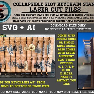 Collapsible Slot Keychain Stands SVG + Ai Laser Cut Files -- INSTANT ...