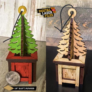 Micro Christmas Planter Ornament SVG + Ai Laser Cut Dateien -- INSTANT DOWNLOAD