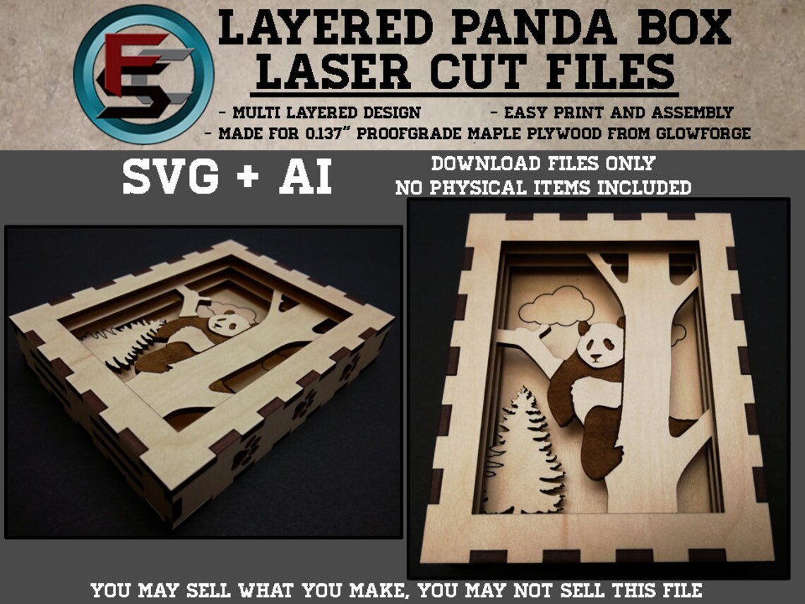 Panda Pvc Box File Layered Panda Box SVG + Ai Laser Cut Files -- INSTANT DOWNLOAD - Etsy