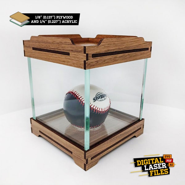 Baseball Display Case SVG + Ai Laser Cut Files -- INSTANT DOWNLOAD