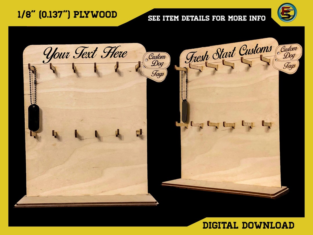 Dog Tags Keychain Stand SVG Ai Laser Cut Files INSTANT Etsy