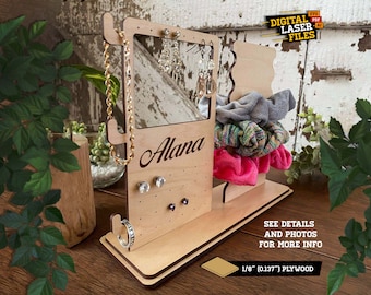 Scrunchie y Jewelry Stand SVG + Ai Laser Cut Files - DESCARGA INSTANTE