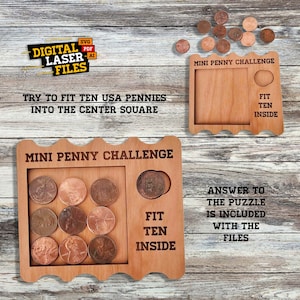 Mini Penny Challenge Puzzle SVG + Ai Laser Cut Files -- INSTANT DOWNLOAD
