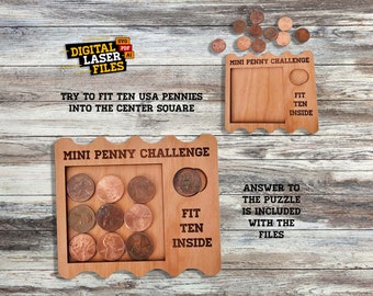 Mini Penny Challenge Puzzle SVG + Ai Laser Cut Files -- INSTANT DOWNLOAD