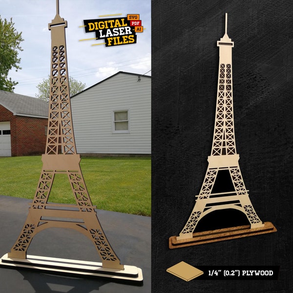 Eiffel Tower SVG + Ai Laser Cut Files -- INSTANT DOWNLOAD