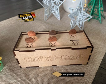 Cents-less the Game (Versión 2 - Modelo de madera más delgada) SVG + Ai Laser Cut Files -- DESCARGA INSTANTÁNEA
