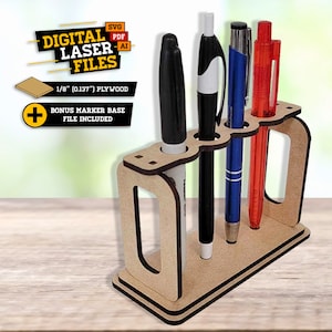 Quadra Pen Holder SVG + Ai Laser Cut Files -- INSTANT DOWNLOAD
