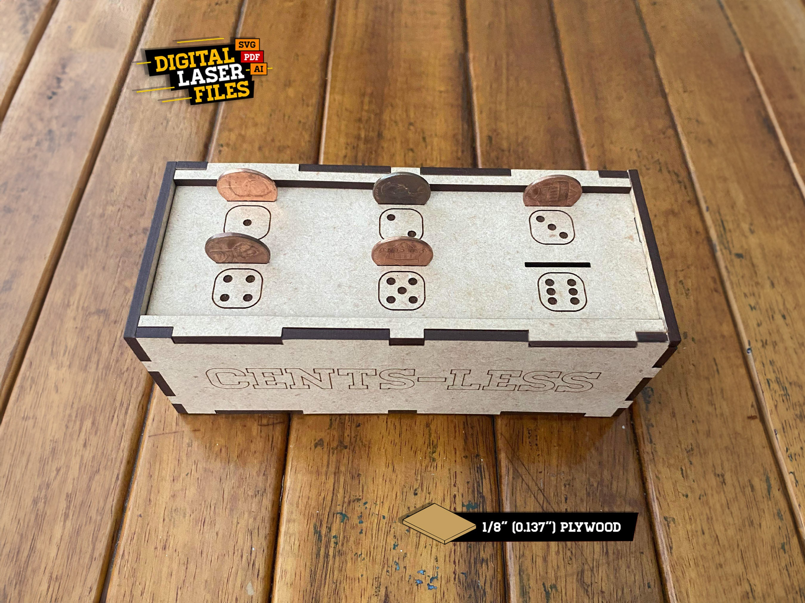 Cents-less the Game (version 2 - Thinner Wood Model) SVG + Ai Laser Cut ...