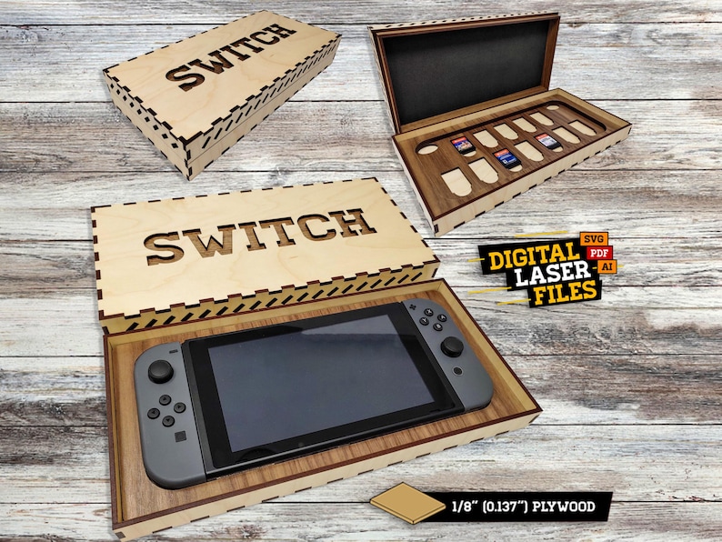 Switch Storage Box SVG Ai Laser Cut Files INSTANT DOWNLOAD image 1