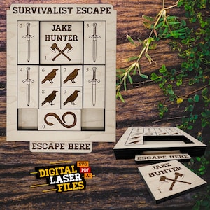 Survivalist Escape Slide Puzzle Game SVG + Ai Laser Cut Files -- INSTANT DOWNLOAD