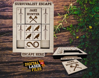 Survivalist Escape Slide Puzzle Game SVG + Ai Laser Cut Files -- INSTANT DOWNLOAD