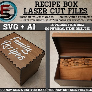 Recipe Box SVG Ai Laser Cut Files INSTANT DOWNLOAD image 8