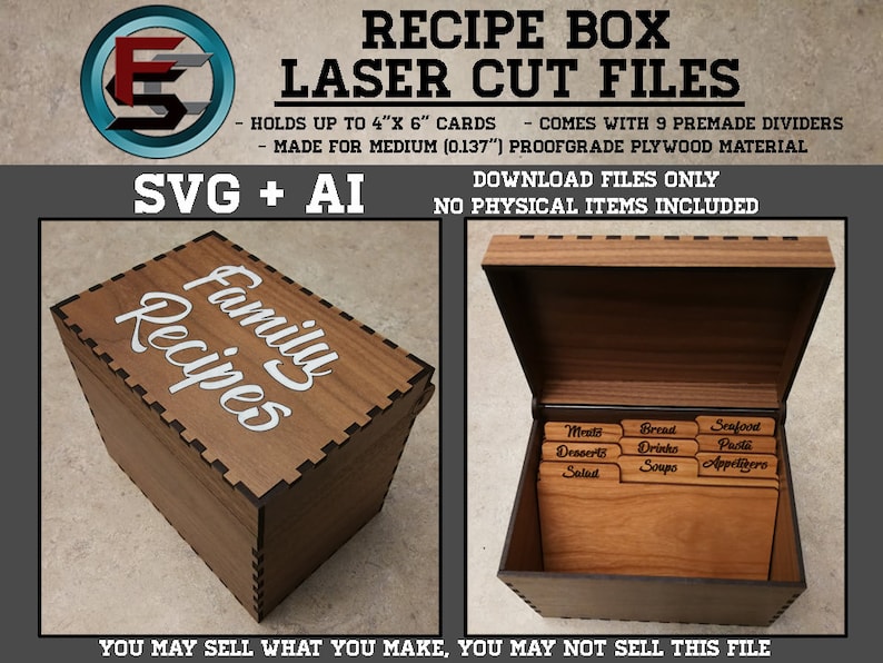 Recipe Box SVG Ai Laser Cut Files INSTANT DOWNLOAD image 8