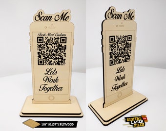 Scan Me Display SVG + Ai Laser Cut Files -- INSTANT DOWNLOAD
