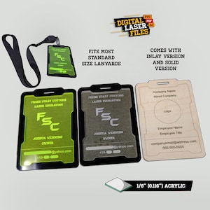 ID Badges svg + Ai Laser Cut Files -- INSTANT DOWNLOAD
