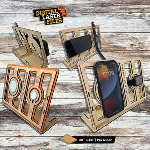 MagFloat Charging Station for iPhone and apple watch SVG + Ai Laser Cut Files -- INSTANT DOWNLOAD