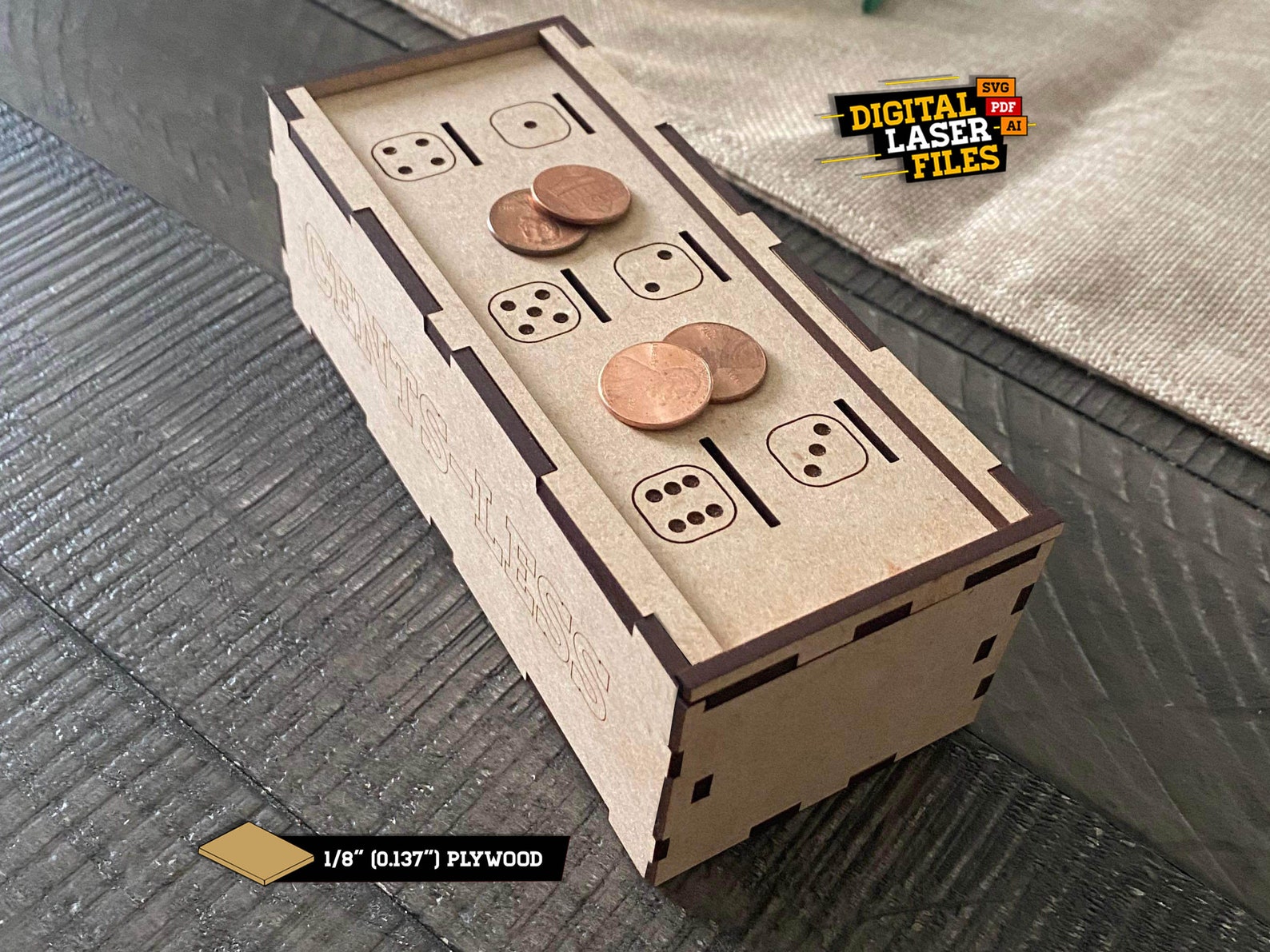 Cents-less the Game (version 2 - Thinner Wood Model) SVG + Ai Laser Cut ...