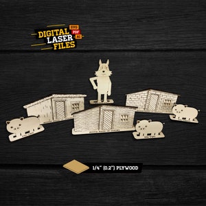 3 Little Pigs SVG + Ai Laser Cut Files -- INSTANT DOWNLOAD