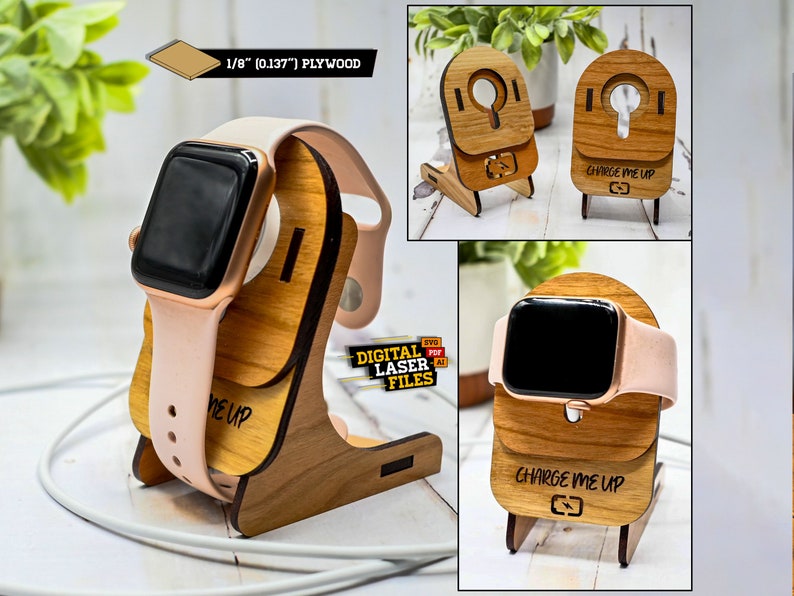 Apple Watch Dock SVG Ai Laser Cut Files INSTANT DOWNLOAD image 1