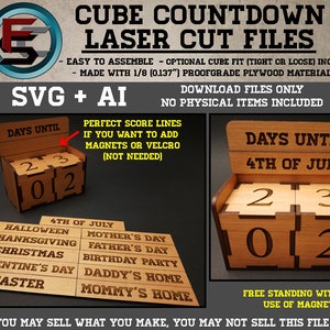 Cube Countdown SVG Ai Laser Cut Files INSTANT DOWNLOAD image 7