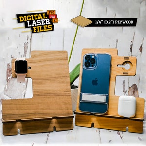 3 in 1 iPhone Stand SVG + Ai Laser Cut Files -- INSTANT DOWNLOAD