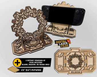 Epic Edition Steam Deck Stand svg + file di taglio laser Ai -- DOWNLOAD IMMEDIATO