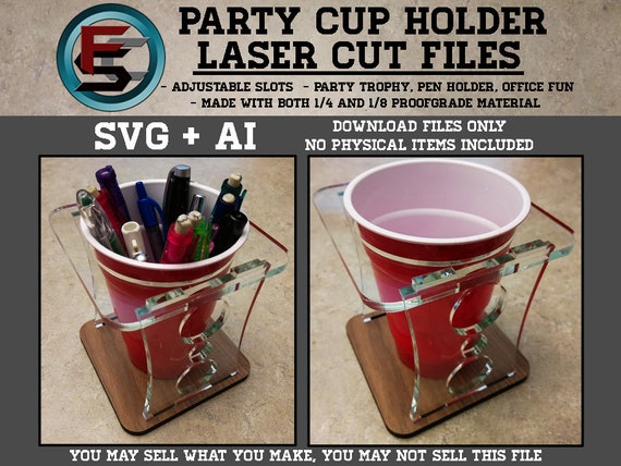 Party Cup Holder SVG Ai Laser Cut Files INSTANT DOWNLOAD - Etsy UK