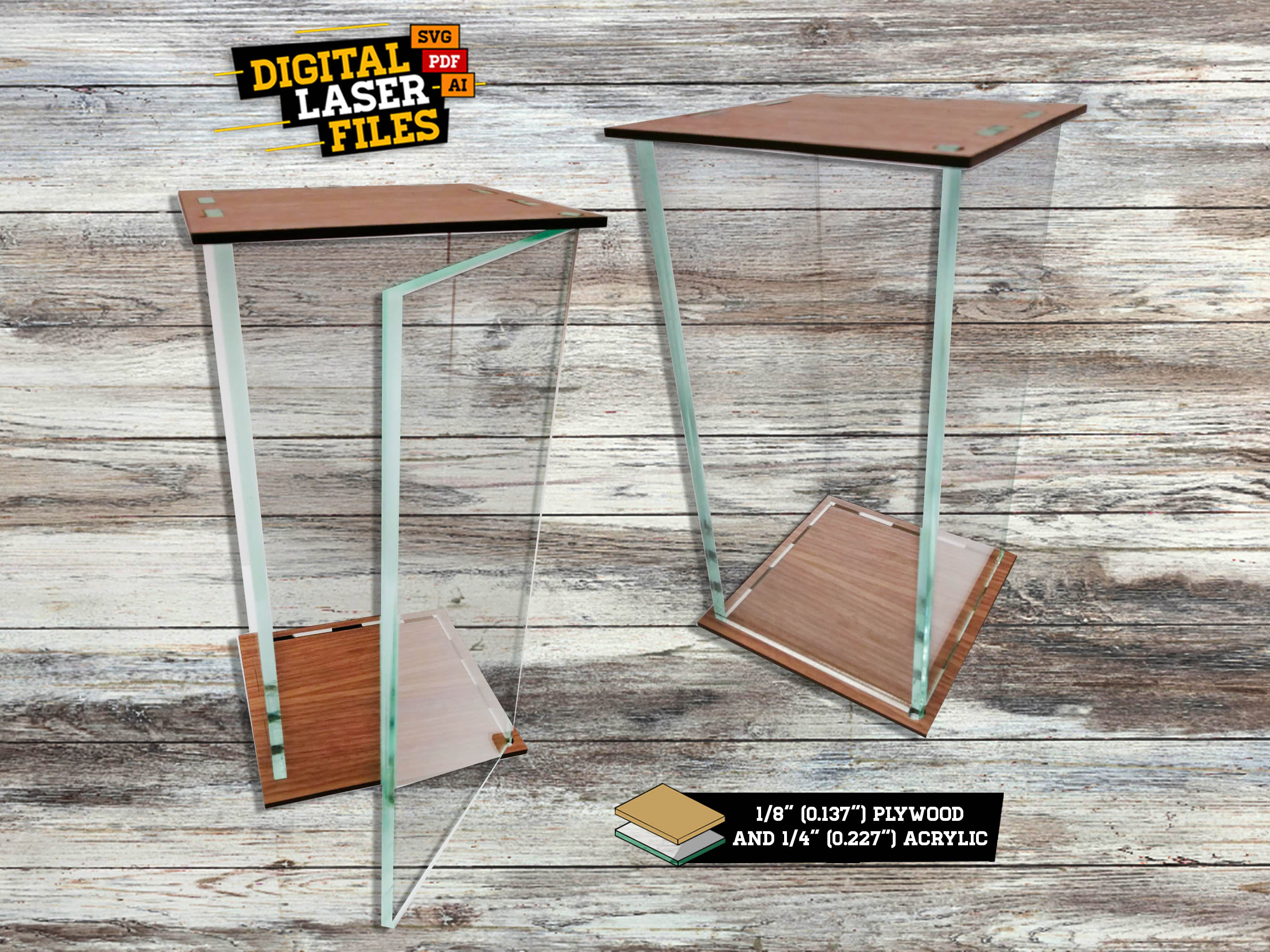 Large Acrylic Display Case SVG + Ai Laser Cut Files -- INSTANT DOWNLOAD