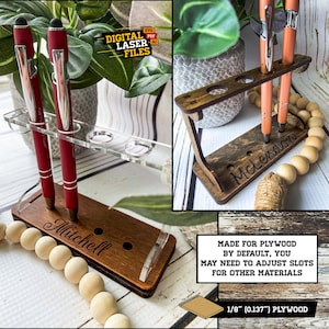Curved Pen Stand SVG + Ai Laser Cut Files -- INSTANT DOWNLOAD