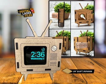 Apple Watch Retro TV Stand svg + Ai Laser Cut Files -- INSTANT DOWNLOAD