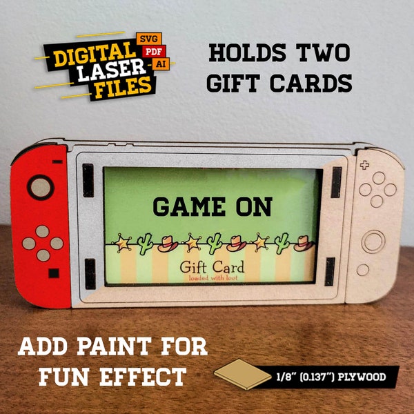 Gamer Gift Card Holder SVG + Ai Laser Cut Files -- INSTANT DOWNLOAD