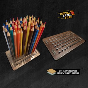 Color Pencils Holder SVG + Ai Laser Cut Files -- INSTANT DOWNLOAD