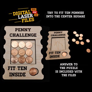 Penny Challenge Puzzle SVG Ai Laser Cut Files INSTANT DOWNLOAD image 1